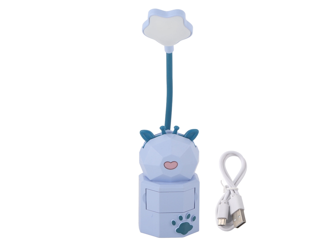 Lámpara de lectura infantil con diseño bonito, carga USB, luz cálida, cuello flexible de 360°, material seguro.