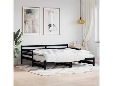 MAISON EXCLUSIVE Cama Nido Madera Maciza de Pino Metal Negro (90x190cm)