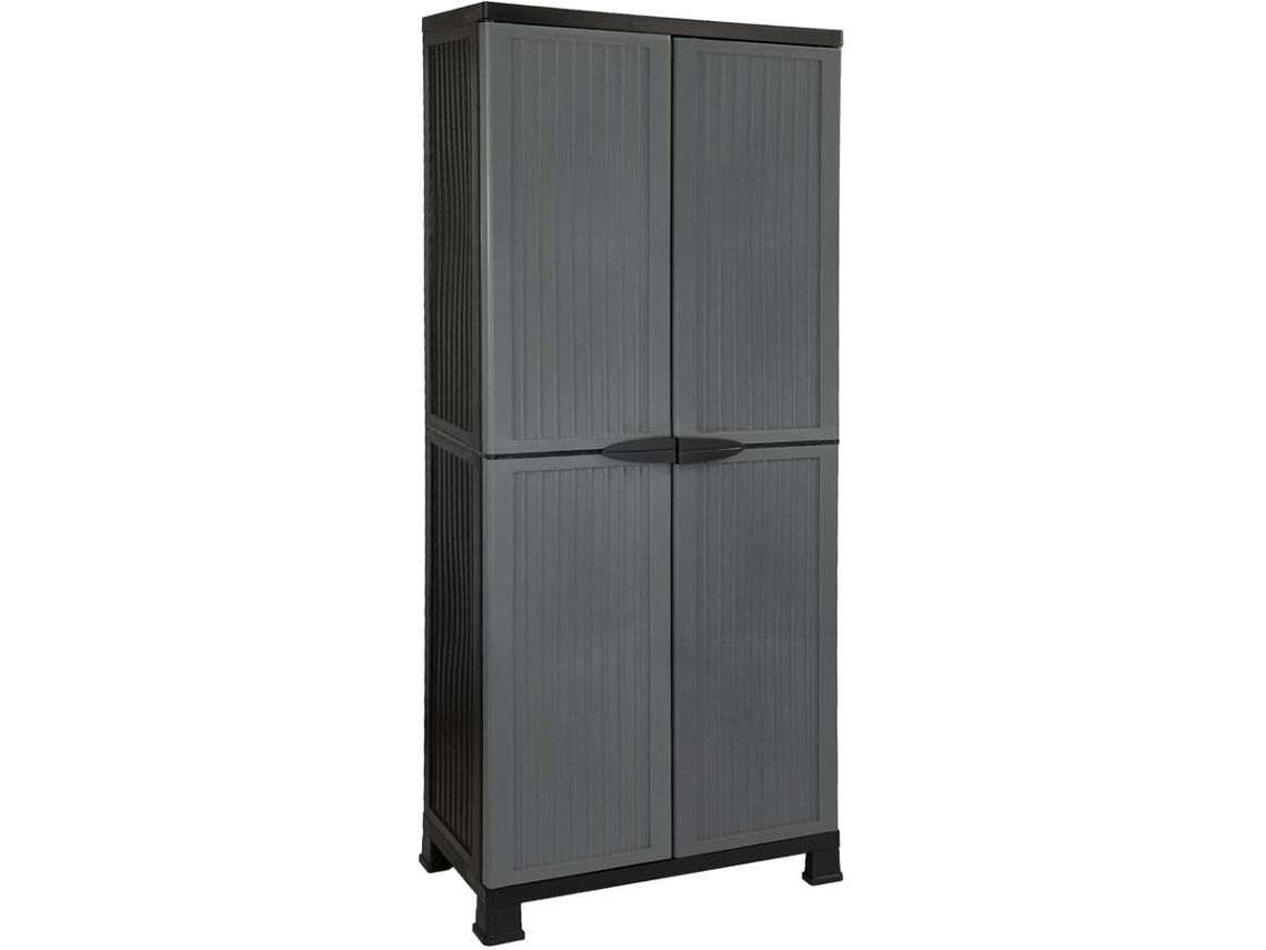 Armario de Exterior GH91 GARDEN HOUSE GARAGE 91 3 Baldas (Gris y Negro - Resina - 39x68x171 cm)