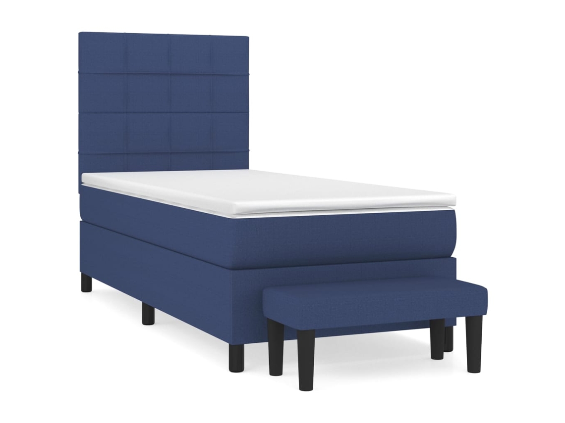 Maison Exclusive - Cama Box Spring Con Colchón Tela Azul 80x200 Cm