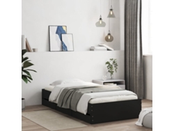 Cama Con Cajones Madera De Ingeniería Negro 90x190 Cm