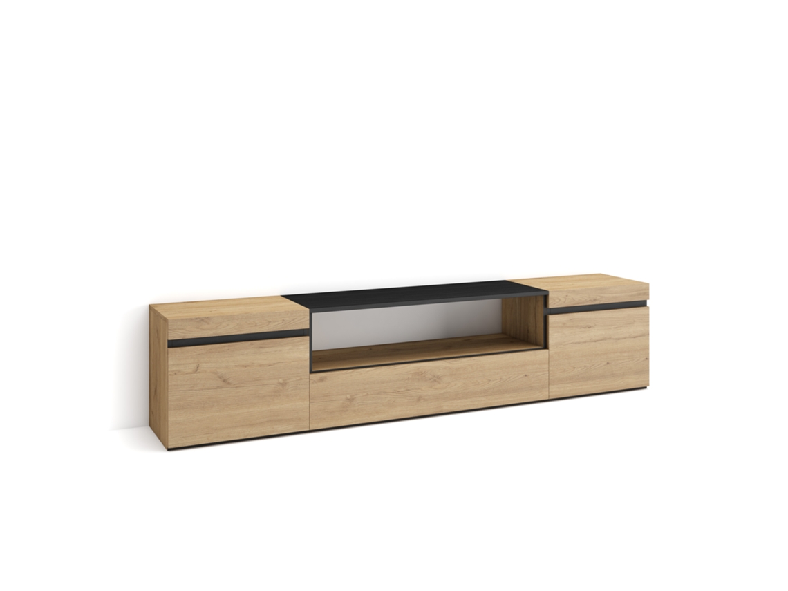 Mueble de TV SKRAUT HOME para TVs hasta 80'' (Marrón - Melamina - 200x35x45 cm)