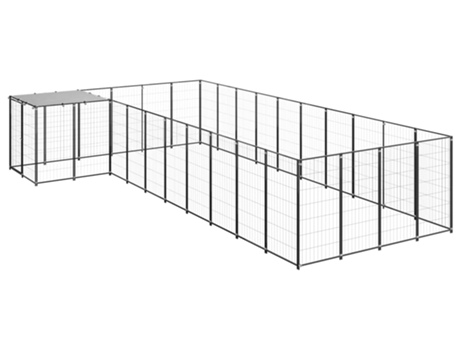 vidaXL Perrera negra 13,31 m² acero