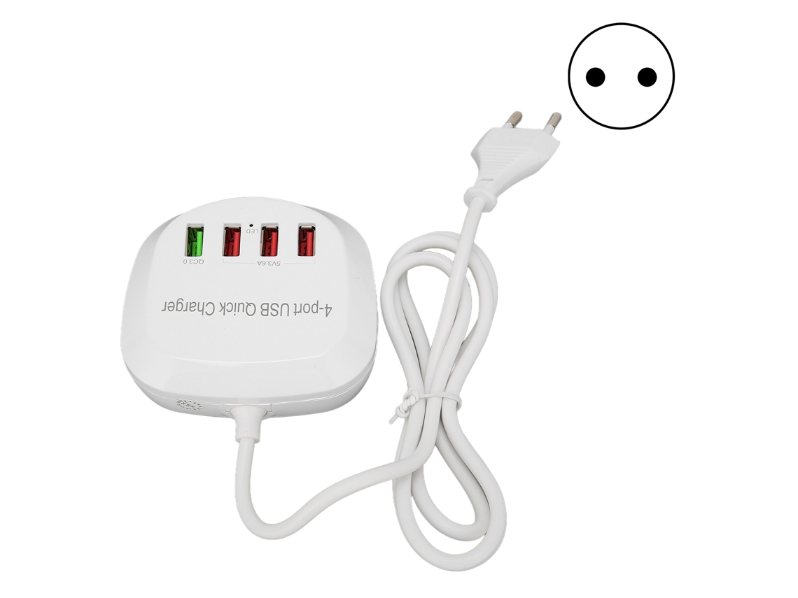 Cargador USB Mali con 4 puertos, 36 W, QC3.0, carga rápida para teléfonos móviles y tabletas, enchufe británico 110-240 V.