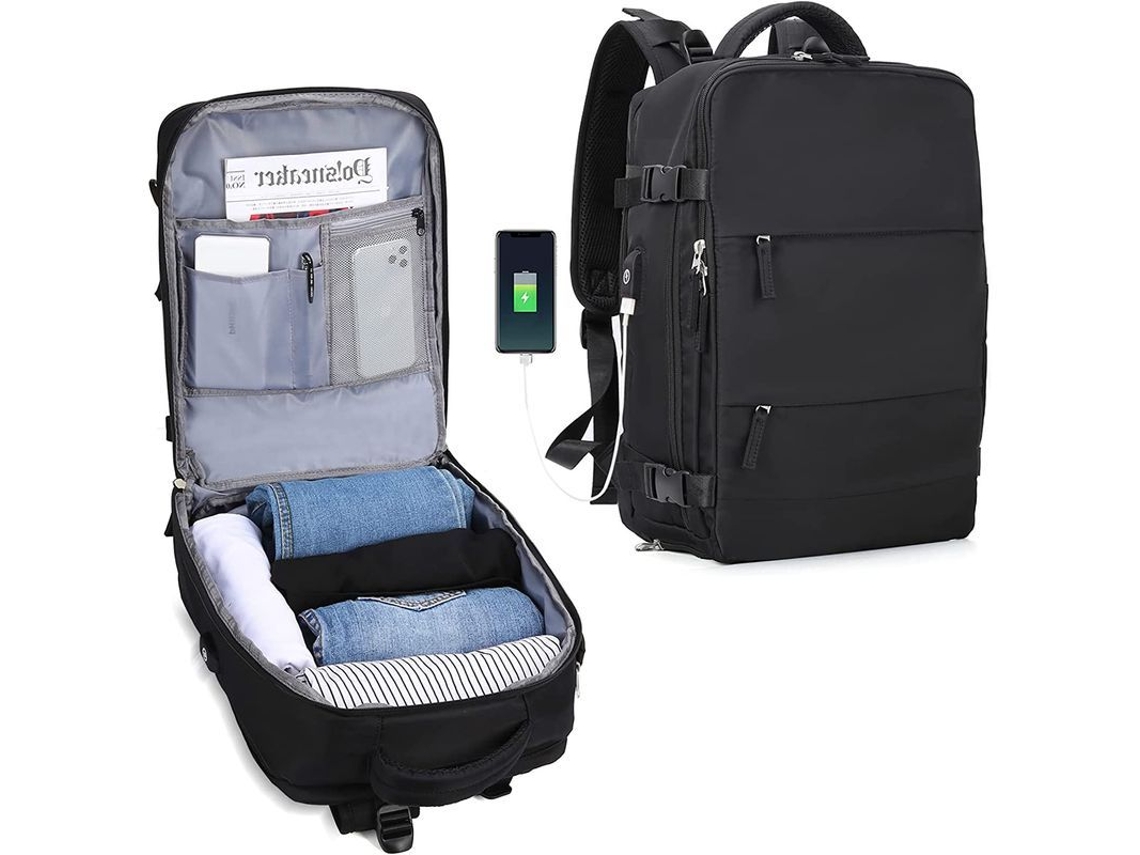 Mochila de viaje grande para mujer, bolso con compartimento para zapatos y puerto USB.