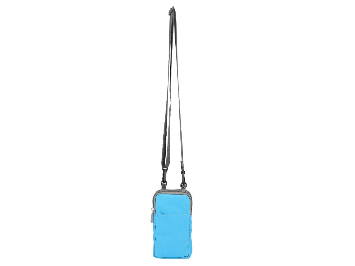 Bolsa Para Teléfono, Colgante De Cintura, Bandolera, Multifuncional, Cuadros, Doble Compartimento, Cremallera, Azul Cielo