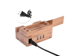 Base De Carga De Madera Con 3 Puertos Usb Para Iwatch Y Iphone