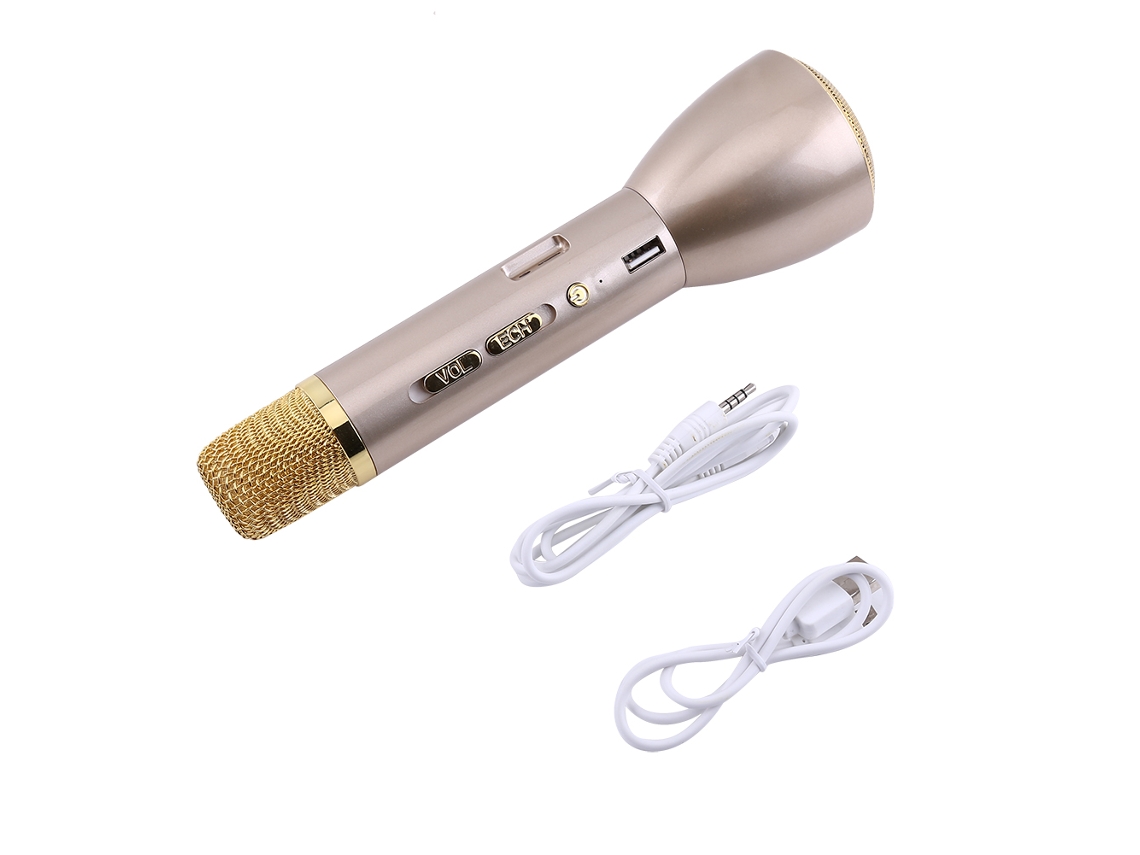 Micrófono Inalámbrico De Karaoke Bluetooth Con Altavoz Para Teléfonos Móviles Oro