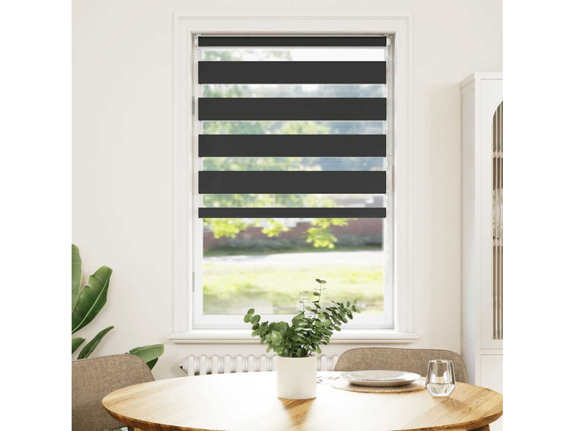 Maison Exclusive - Estor Cebra Negro 90x150 Cm Tejido Ancho 85,9 Cm Poliéster