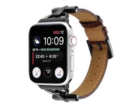 Correa para Smartwatch Hebilla en D Cocodile de cuero genuino para Apple Watch Series 9, 8 y 7 41 mm / SE 3 y SE 2 y 6 y SE y 5 y 4 40 mm / 3 y 2 y...