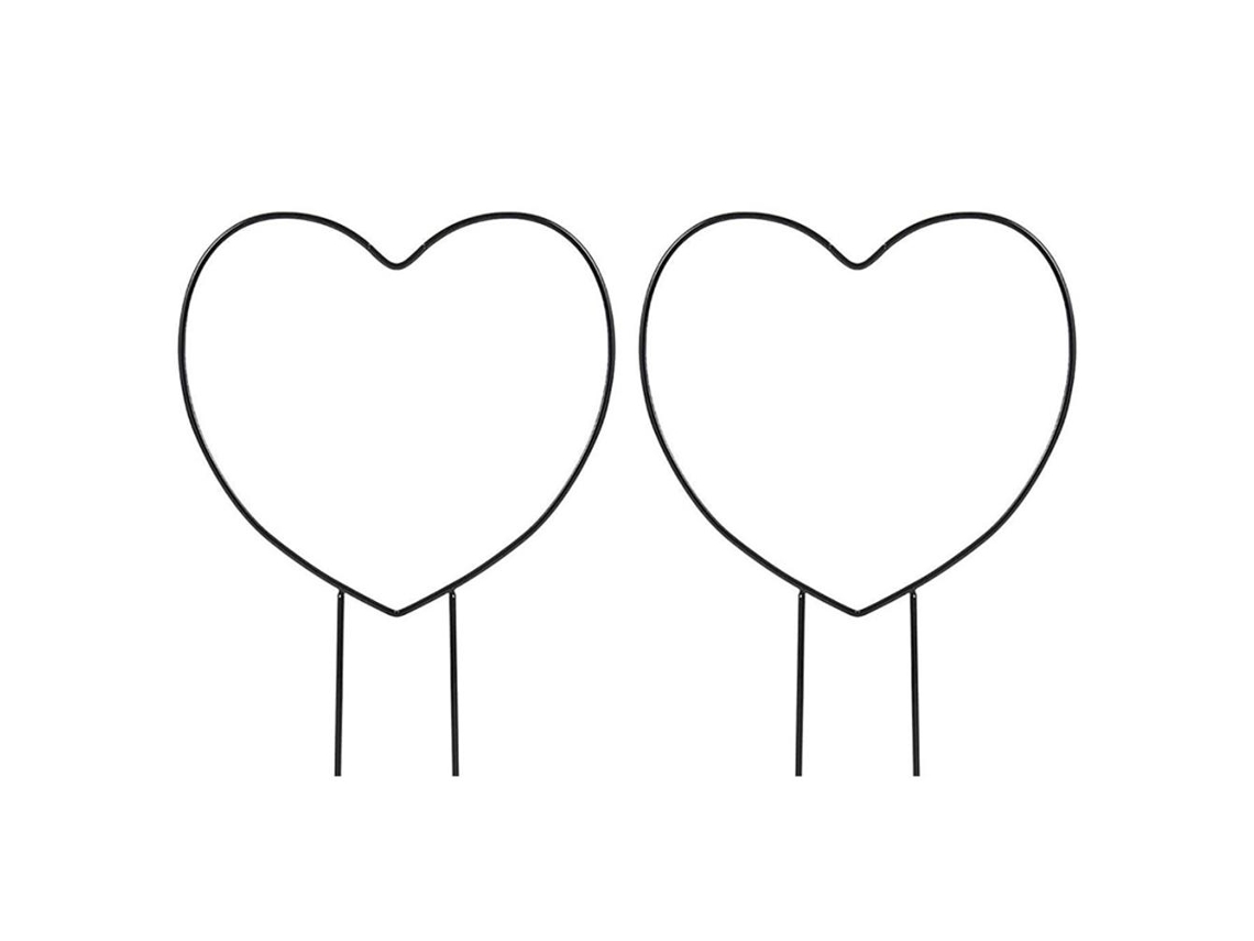2 Enrejados De Jardín De Hierro Negro Para Plantas Trepadoras, Soporte Metálico En Forma De Corazón.