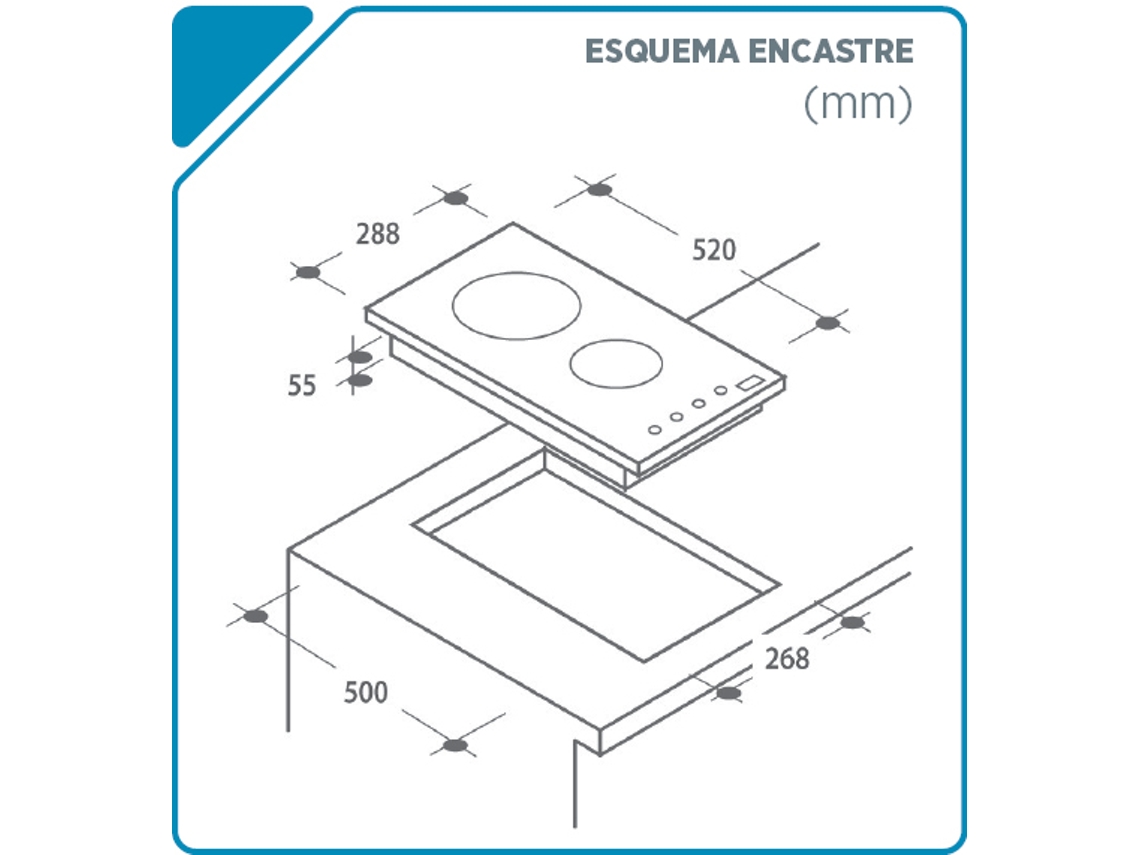 Placa de Vitrocerámica CANDY CDH30 Dominó (Eléctrica - 30 cm - Negro)
