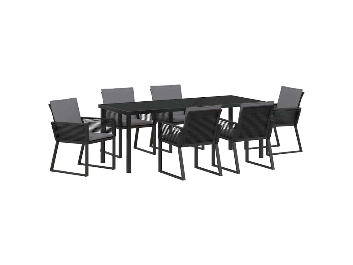 Maison Exclusive - Conjunto De Comedor De Jardín 7 Pcs Negro