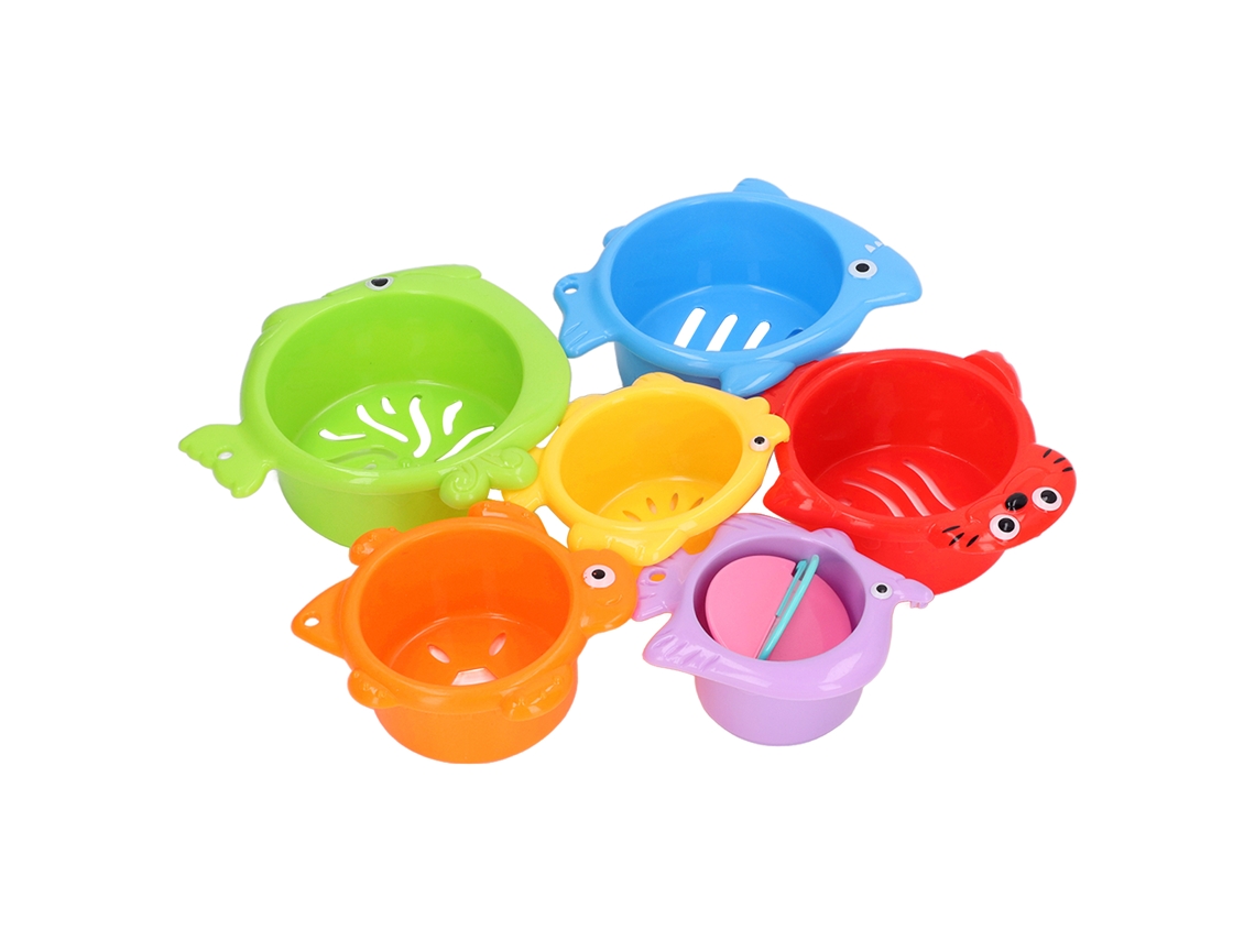 Juego De Vasos Apilables Para Bebés, 6 Piezas, Forma De Pez, Juego De Baño Educativo Con Dibujos Animados