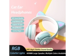 Auriculares Con Orejas De Gato (verdes), Auriculares Con Iluminación Rgb, Con Micrófono, Sonido Estéreo Hifi Y Cancelación De Ruido.