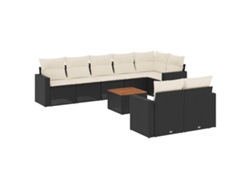 Maison Exclusive - Set De Sofás De Jardín 8 Piezas Y Cojines Ratán Sintético Negro