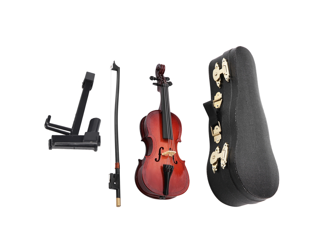 Violonchelo Miniatura De Madera De 14 Cm Con Estuche. Modelo De Instrumento Musical. Regalo Decorativo.