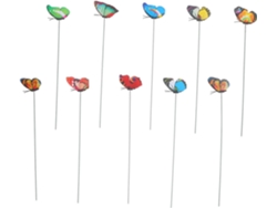 Inoomp 10 Estacas Decorativas De Mariposa Con Doble Varilla De 7 Cm, Pvc, Plástico Y Metal, Decoración Moderna Para