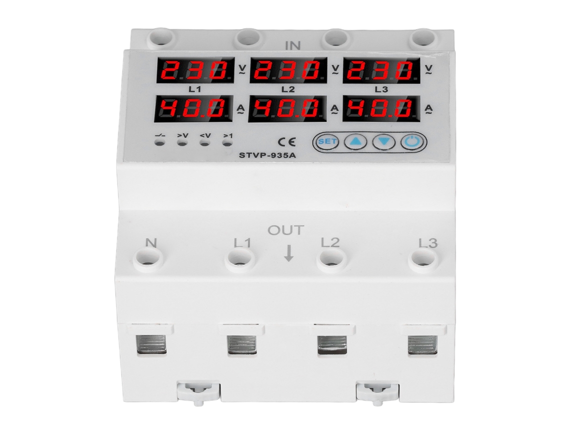Omni-protector De Tensión Y Corriente Ajustable 3 Fases Con Pantalla Digital Recuperación Automática Ac220 380v 40a
