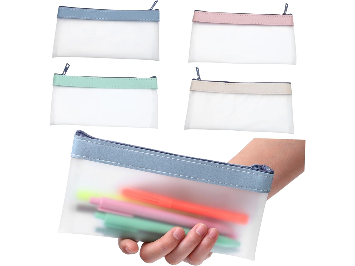 Conjunto De 4 Estojos Semitransparentes, Porta- Moedas Colorido, Zíper Resistente, Multifuncional Para Uso