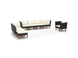 unidades Conjunto. Lounge Jardim Vime Pe E Madeira De Eucalypto Preto Dkd Decoración Del Hogar