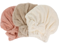 Té, 3 Toallas De Pelo De Forro Polar Coral Absorbentes Para Baño Y Ducha Con Lazo Decorativo