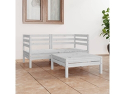 Conjunto de salón de jardín de 3 piezas de pino macizo blanco Dkd Home Decor