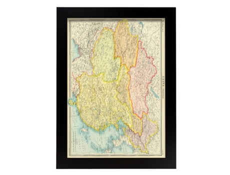 NACNIC Pósters Geográficos En Vintage Mapa Político De China Ilustraciones De Antiguos Mapamundis En Tonos Sepia Tamaño A4 Con Marco Color Madera
