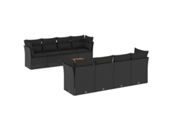 Maison Exclusive - Set De Sofás De Jardín 8 Piezas Y Cojines Ratán Sintético Negro