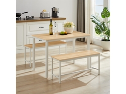 Conjunto De Barra De Comedor Con 2 Taburetes, Estilo Industrial, Color Blanco Natural.