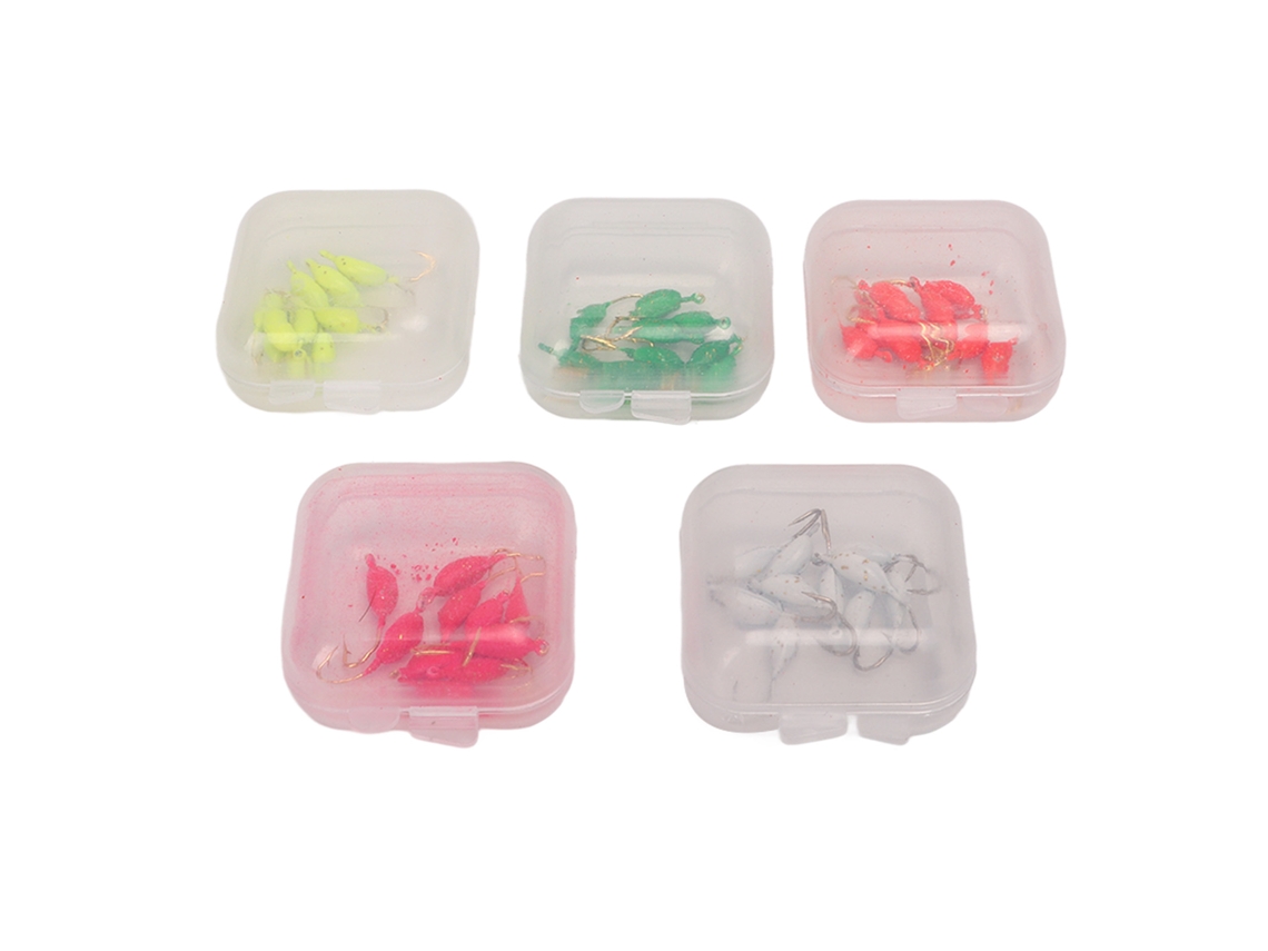 Kit De Señuelos Para Pesca En Hielo Con 50 Anzuelos Coloridos Invertidos Y Barba Para Invierno.