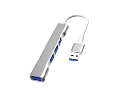 Concentrador de expansión USB 3.0, lector de tarjetas 4 en 1, USB a 4 USB, gris Chennnls