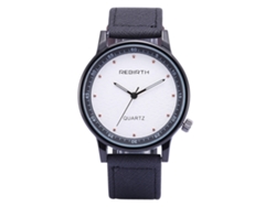 Reloj Analógico De Cuarzo Rebirth Con Correa De Pu Ajustable Dial Redondo (blanco Negro)