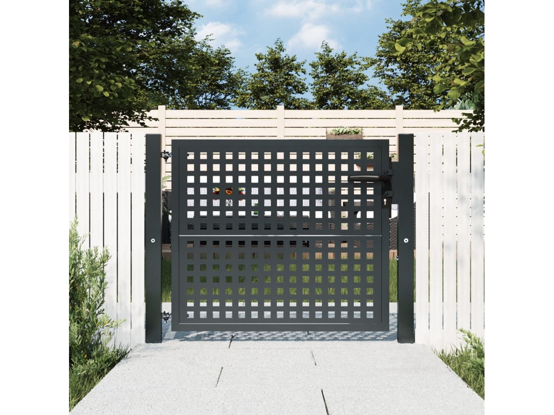 Puerta De Jardín Acero Gris Antracita 105x125 Cm