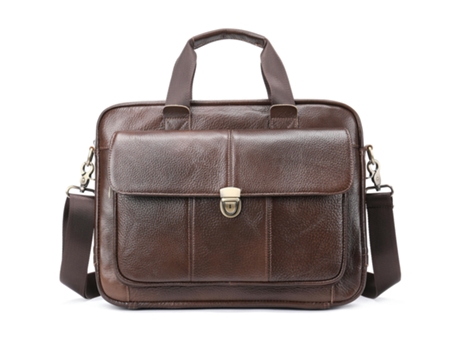 Bolso Retro Para Computadora De Cuero Genuino Para Hombres Bolso De Hombro Casual Bolso Bandolera De Gran Capacidad-Café
