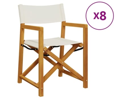 Conjunto 8 Sillas de jardín plegables VIDAXL tela blanco crema