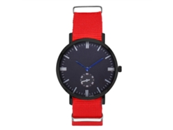 Reloj De Cuarzo Para Hombre Con Correa De Nylon Casual Elegante Rojo