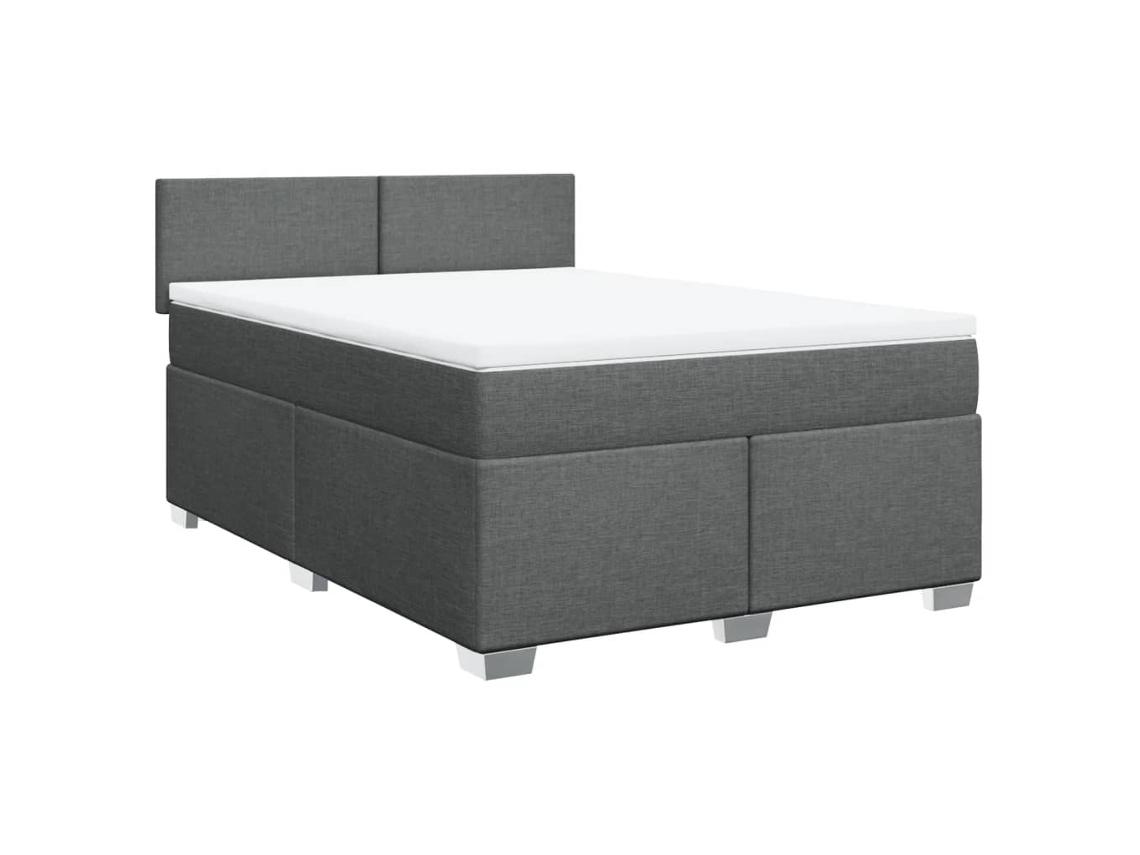 Maison Exclusive - Cama Box Spring Con Colchón Tela Gris Oscuro 160x200 Cm