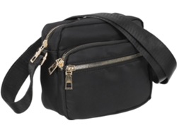 Bolsa De Ombro Feminina, Nylon Resistente, Leve, Preta, Tamanho Médio, Para Esportes.