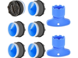 6 Aeradores M18.5 Para Grifo, Ahorro De Agua, Filtro 5 Capas, Resistente A Salpicaduras, Con 2 Llaves, Cocina Y Baño Azul