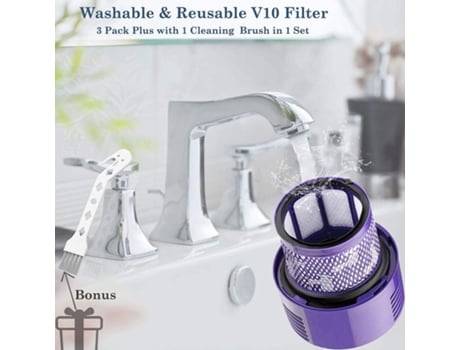 Filtros V10 de repuesto para Dyson V10 Cyclone Series, V10 Total Clean, Sv12, paquete de 4 filtros y 1 cepillo limpio