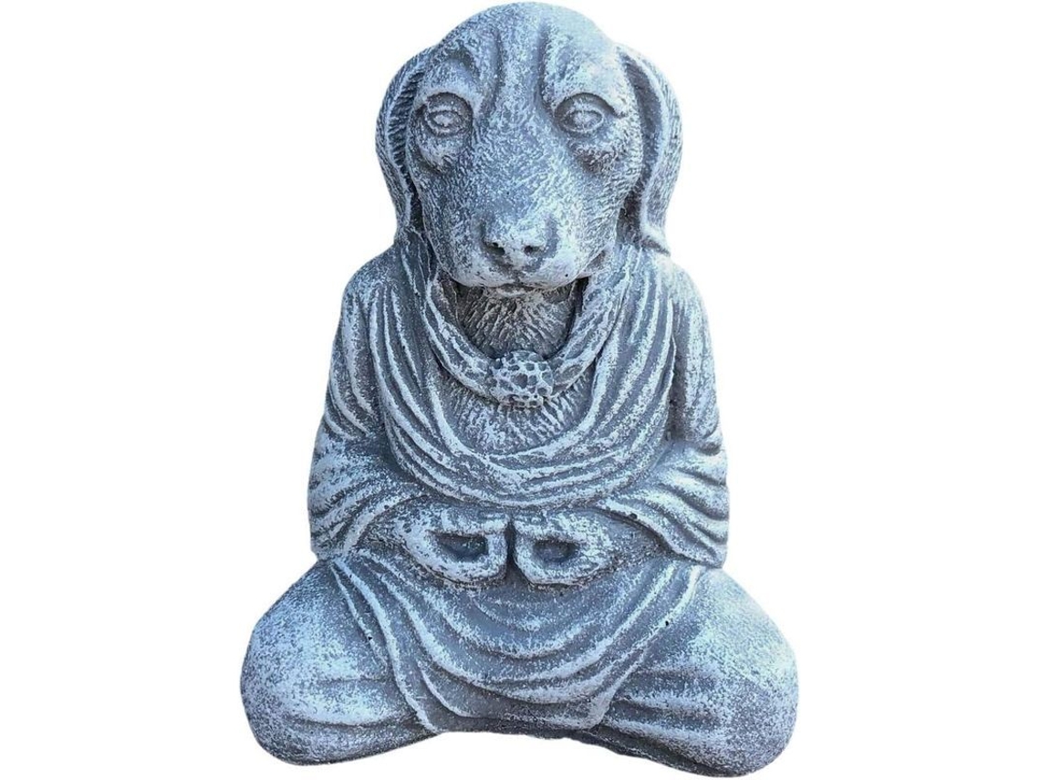 Estátua de Cão Meditando Zen, Ornamentação Jardim, Escultura de Cão Buddha Relaxante