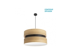 Lámpara colgante Colet 3xe27 Negro/Madera clara Regx60x60 Cm Fabrilamp