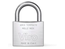 Candado Viro de acero inoxidable con arco normal de 40 mm, nivel de seguridad 6, con llave, montaje en superficie