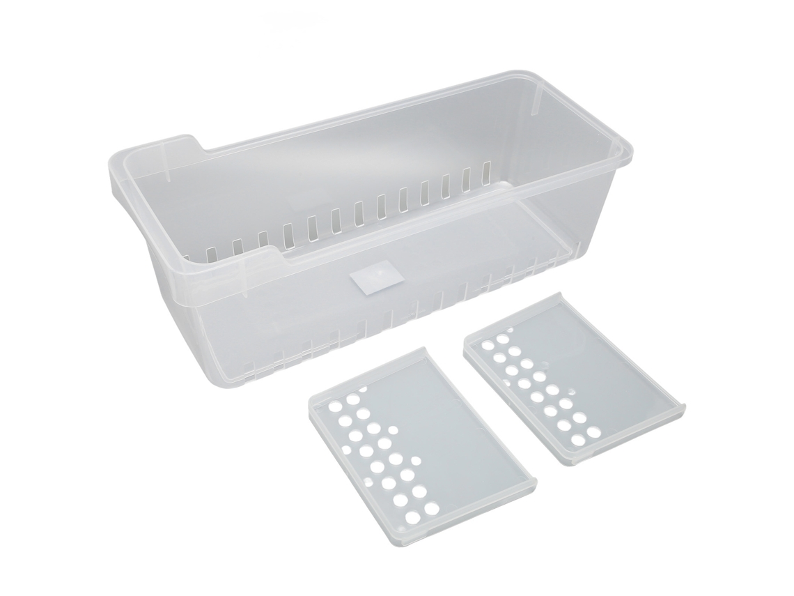 Bandeja Organizadora Para Frigorífico Con 2 Compartimentos Divididos, Transparente, 40x16x14,1 Cm.