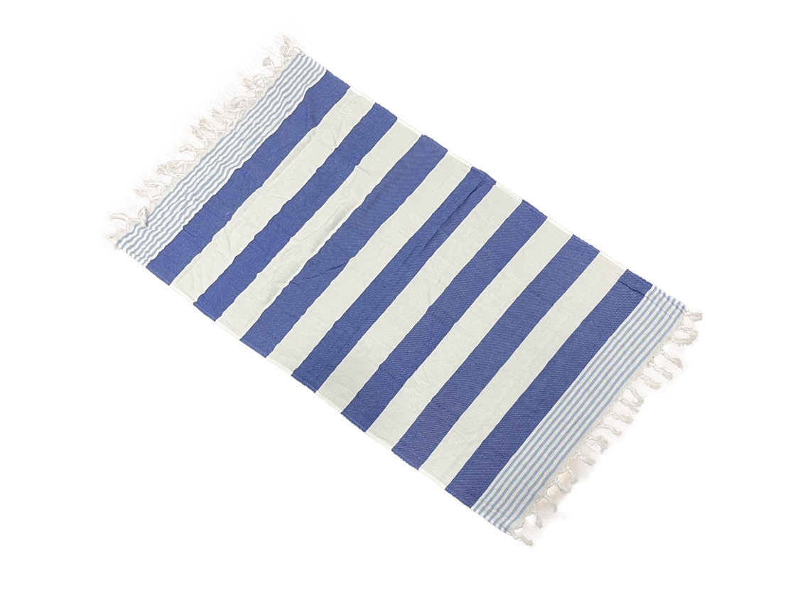 Toalla De Playa Turca Extragrande (azul Y Blanca), 100 % Algodón, De Secado Rápido Y Muy Absorbente.