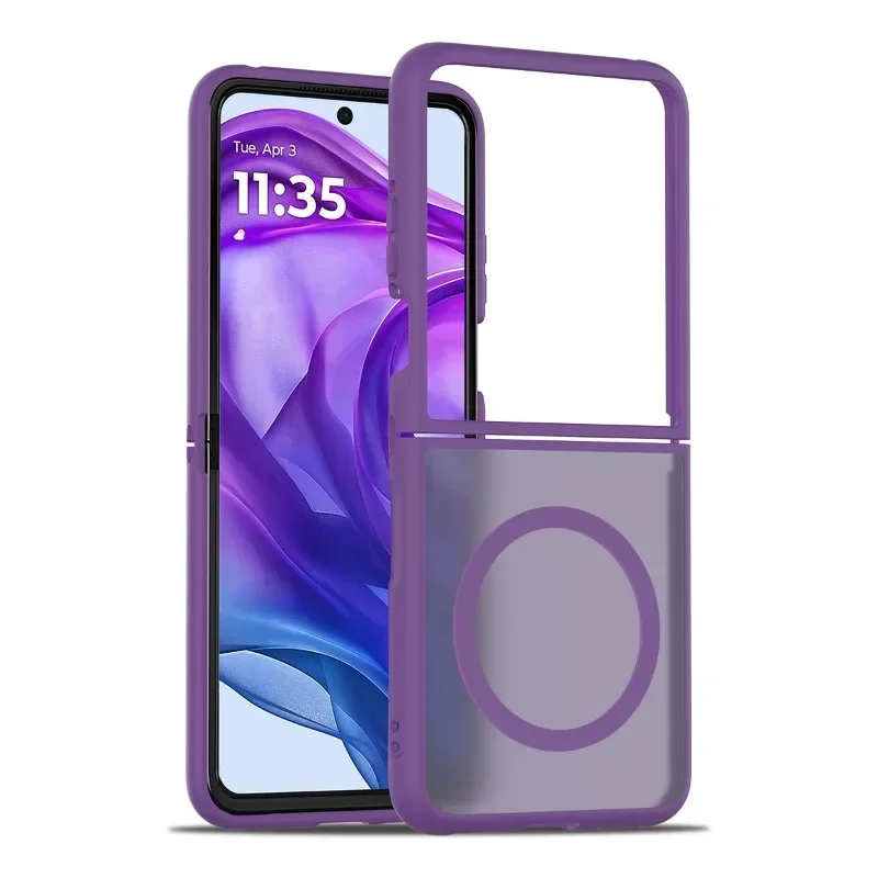 (morado Oscuro, Motorola Razr 50 Ultra) Funda Plegable Magnética Mate Para Teléfono, Textura Agradable Al Tacto, Resistente A Los Golpes.
