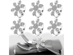 Juego De 6 Servilleteros Navideños Con Forma De Copo De Nieve, Soportes Para Servilletas Plateados