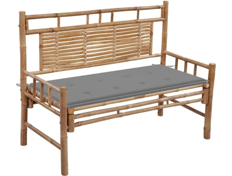 Banco de jardín VIDAXL Gris Bambú (120x55x90 cm)