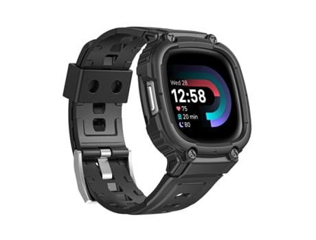 Correa de reloj inteligente para Fitbit Versa 4/3 / Sense 2 / Sense 1 TPU integrado con armadura (negro)